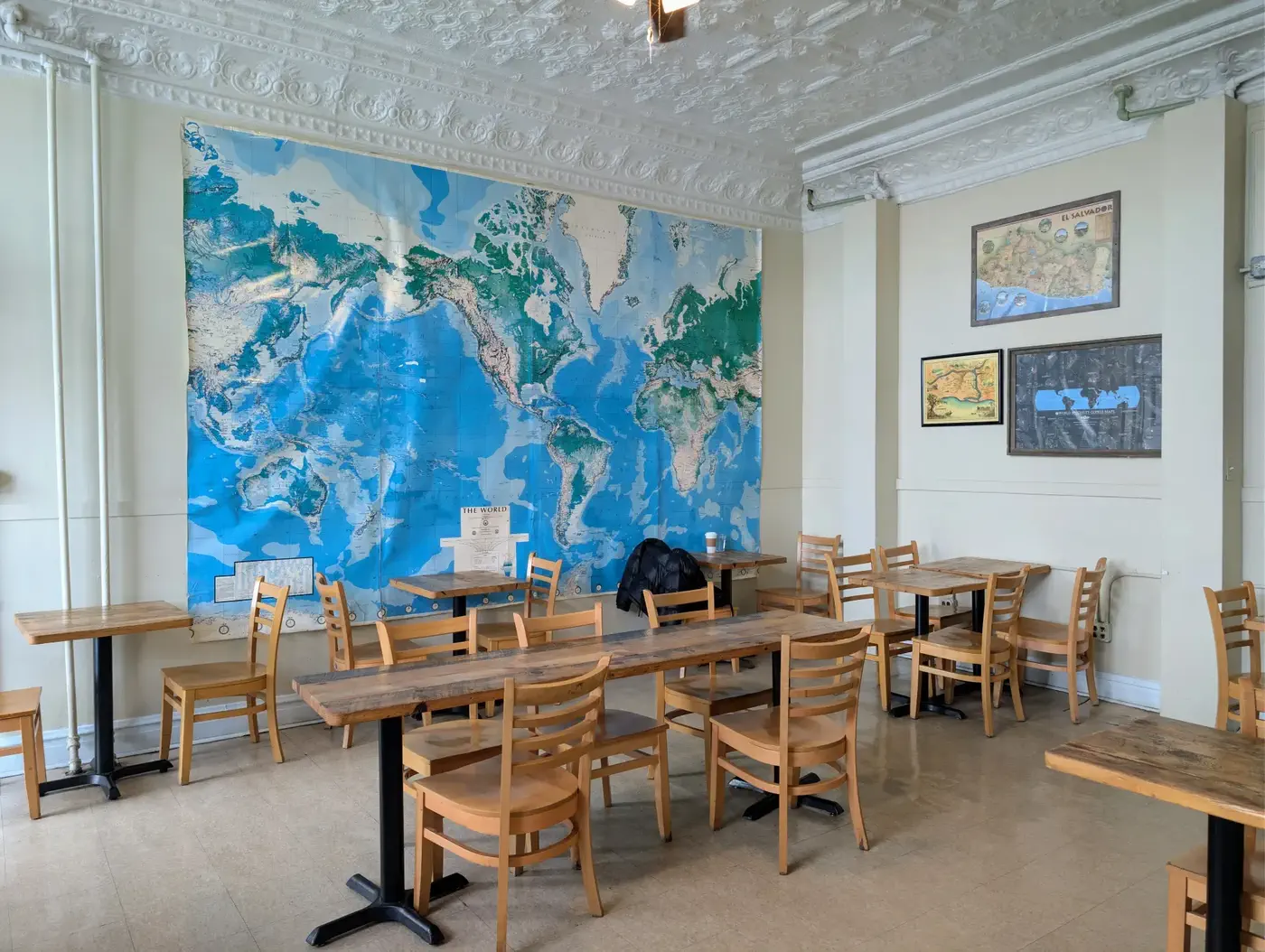 The map room at Bridgeport Coffee House