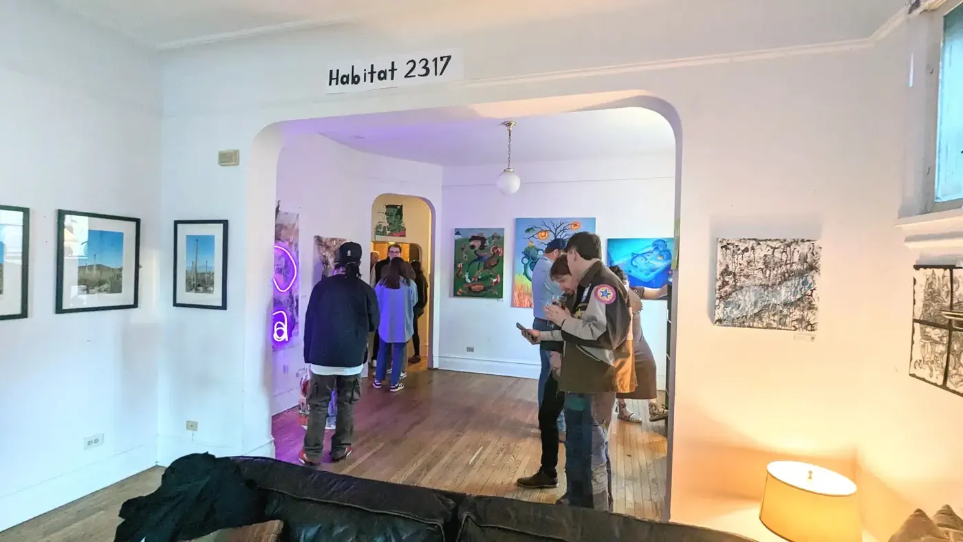 Inside the art show with all artworks hung and ready to view