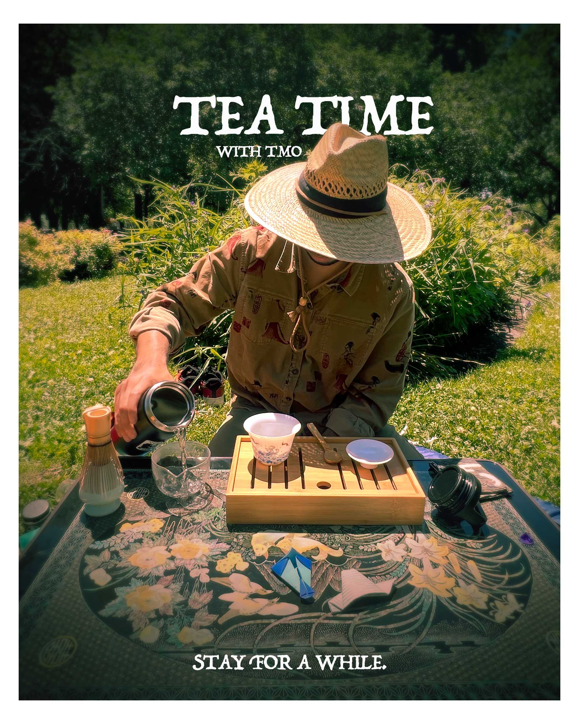 Tyler prepares a cup of matcha at his tea time.