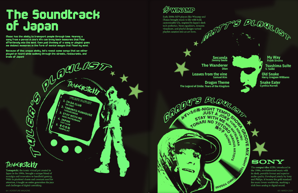 Another spread going full designer mode makinig playlists of the songs we listened to